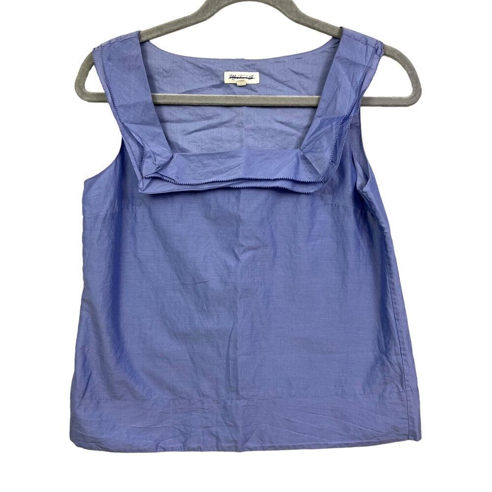 Martin + Osa Womens Silk Blend Tank Top Tiered Square Neckline Lined Blue Sz 0*